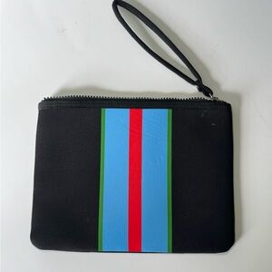 GO by Cynthia Rowley Black Wristlet Pouch with Stripe Design